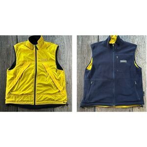 VTG Polo Sport Polartec Men's Large Yellow Blue Reversible Vest Coat